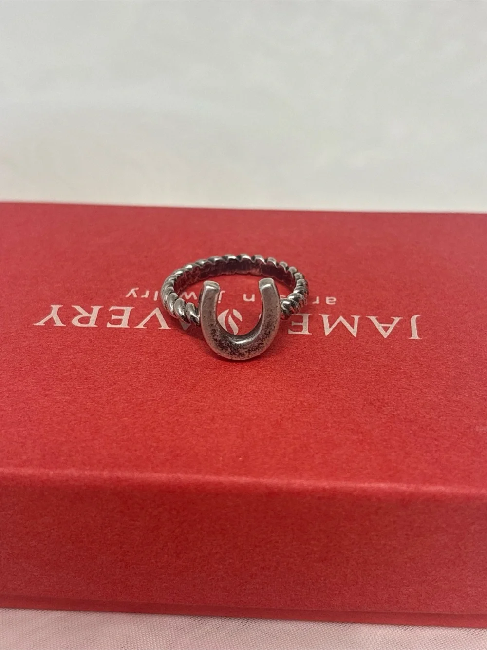 James Avery Silver-Tone Horseshoe Ring with Twisted Band